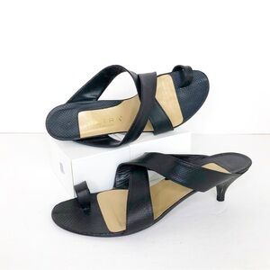 Petra Firenze Black leather Kitten heeled sandals